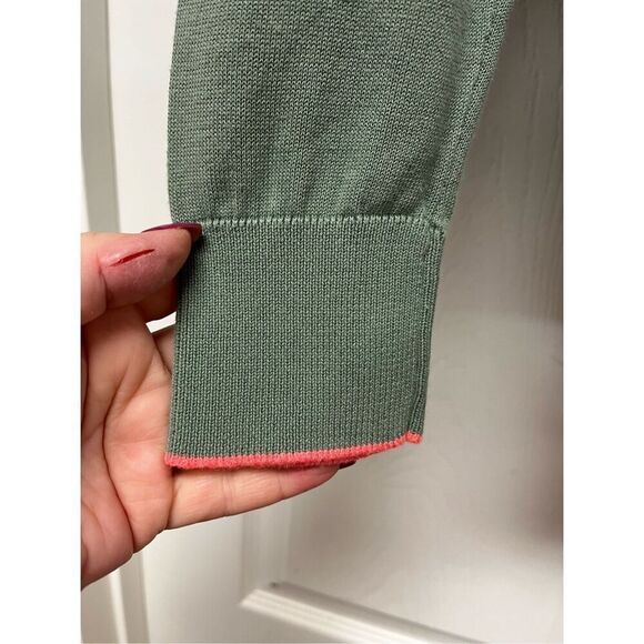 Vineyard Vines Moss Green & Salmon Ladies V-Neck Sweater sz M EUC - Picture 6 of 8